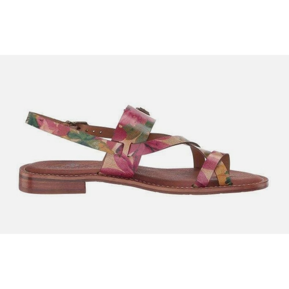 Patricia Nash Leather Strappy Gladiator Toe Loop Sandals Floral Buckle Flat 7.5